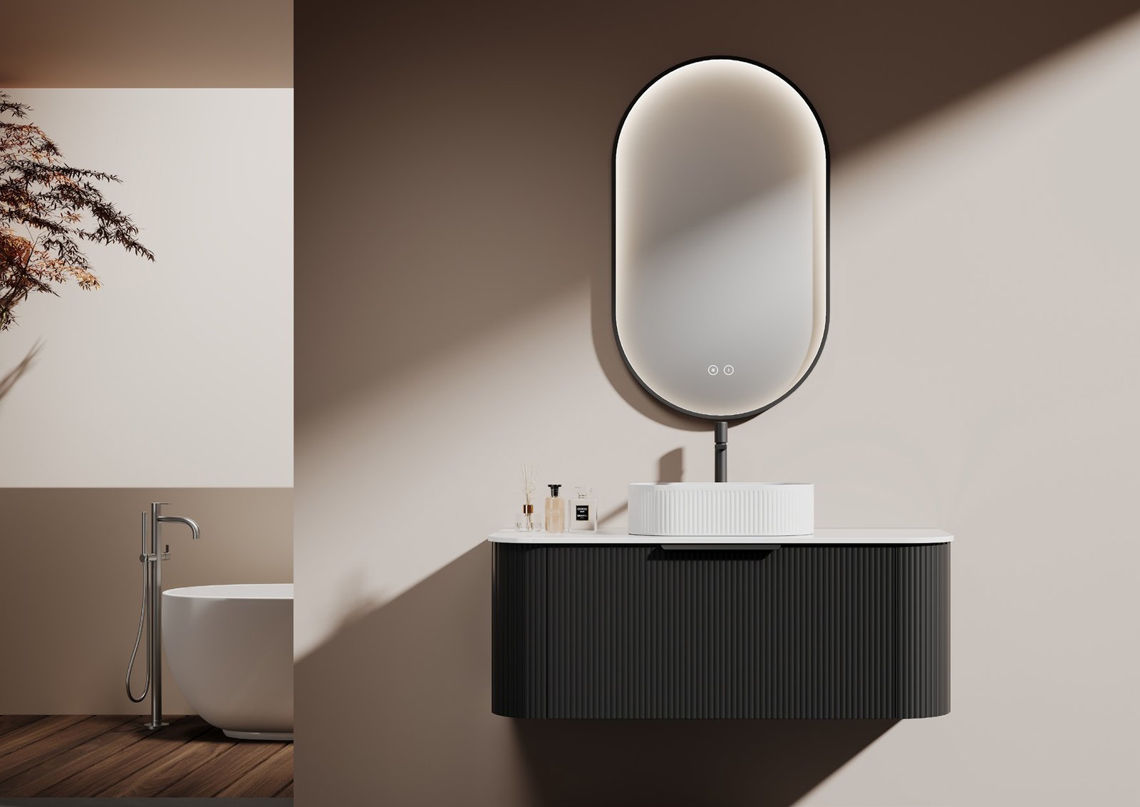 120cm Matte Black PVC Double Vanity — BAOHUI HOME Bathroom Hardware