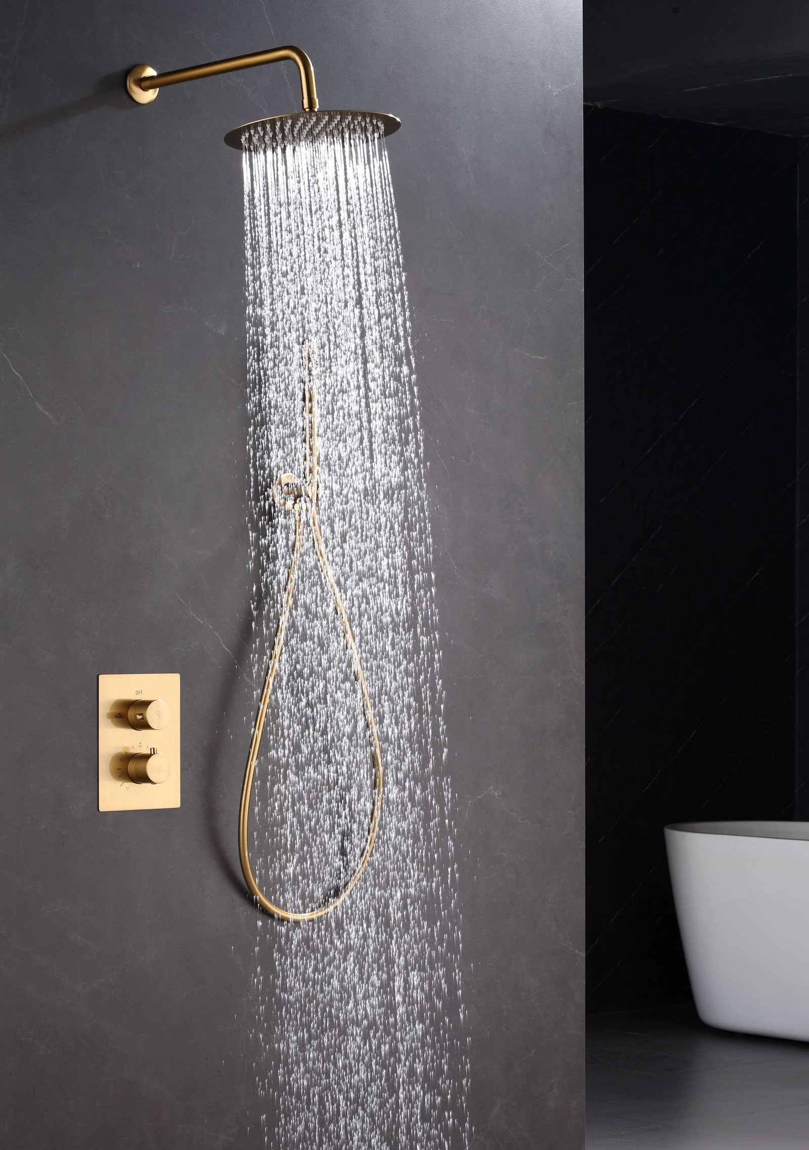 Gold Concealed Rain Shower System — BAOHUI HOME Bathroom Hardware