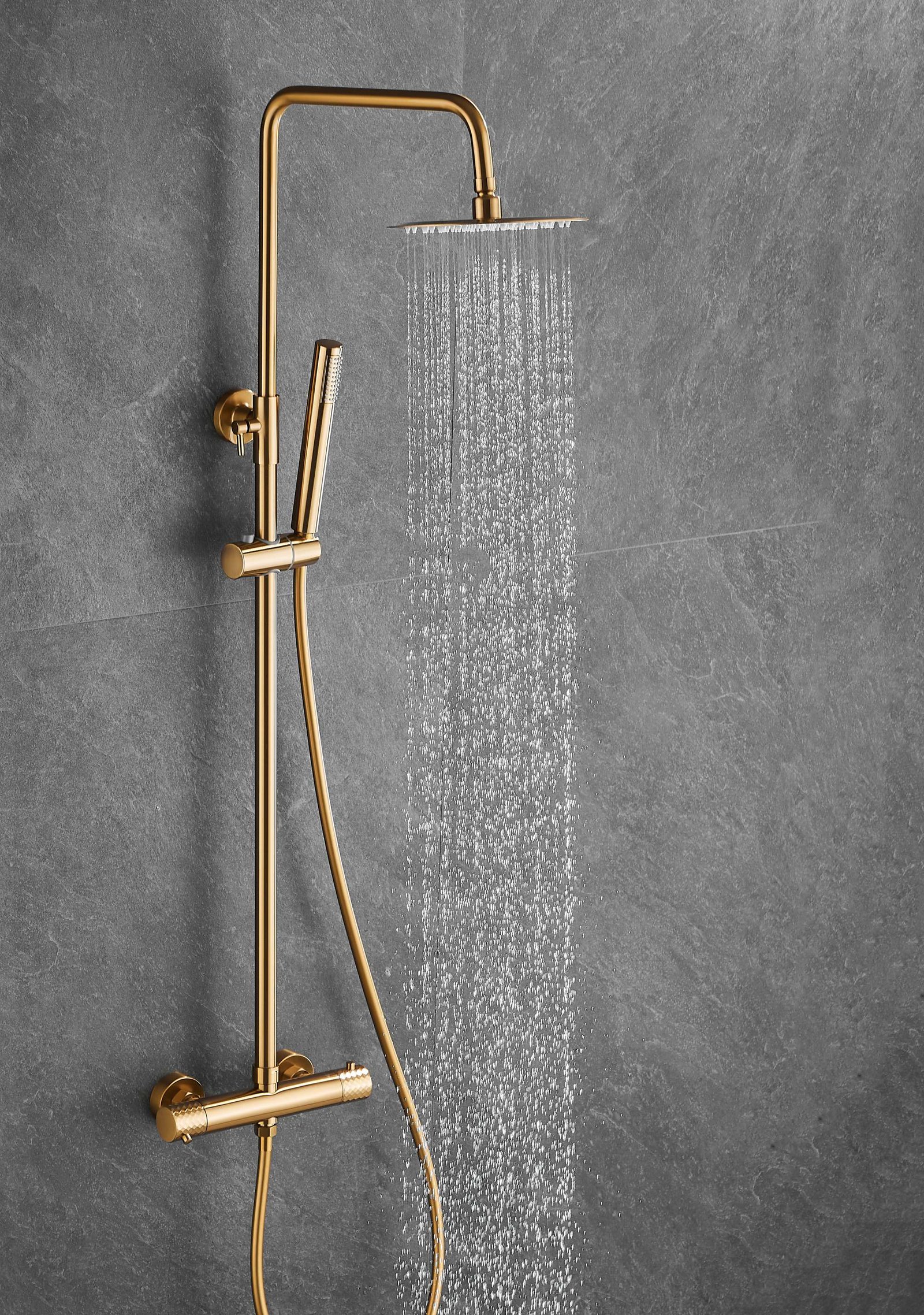 Gold Exposed Thermostatic Shower Column — BAOHUI HOME Bathroom Hardware
