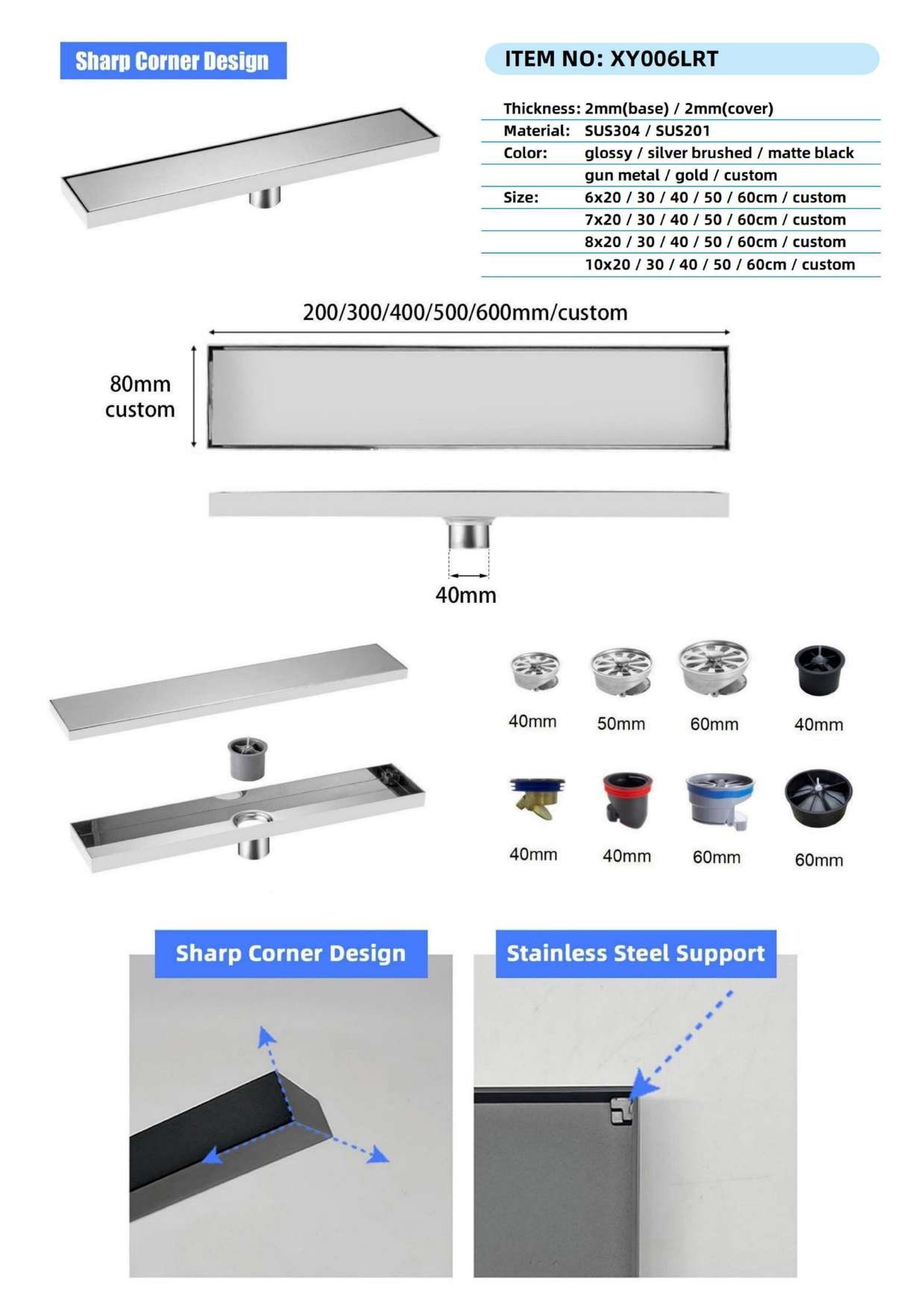 600mm Linear Floor Drain — BAOHUI HOME Bathroom Hardware