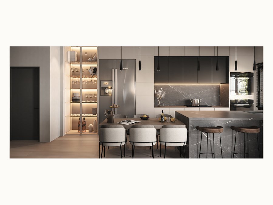 BAOHUI BHC-022 mid-tone kitchen cabinet design
