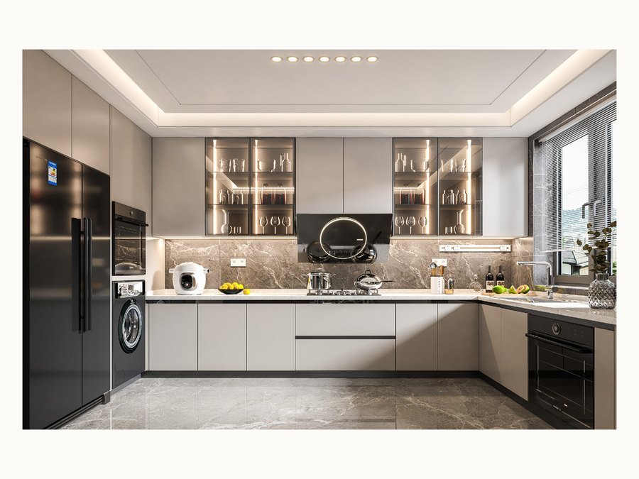 BAOHUI BHC-062 mid-tone kitchen cabinet design