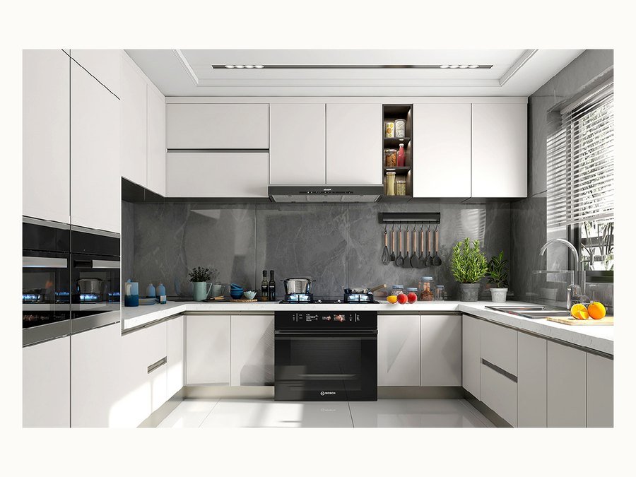 BAOHUI BHC-070 mid-tone kitchen cabinet design