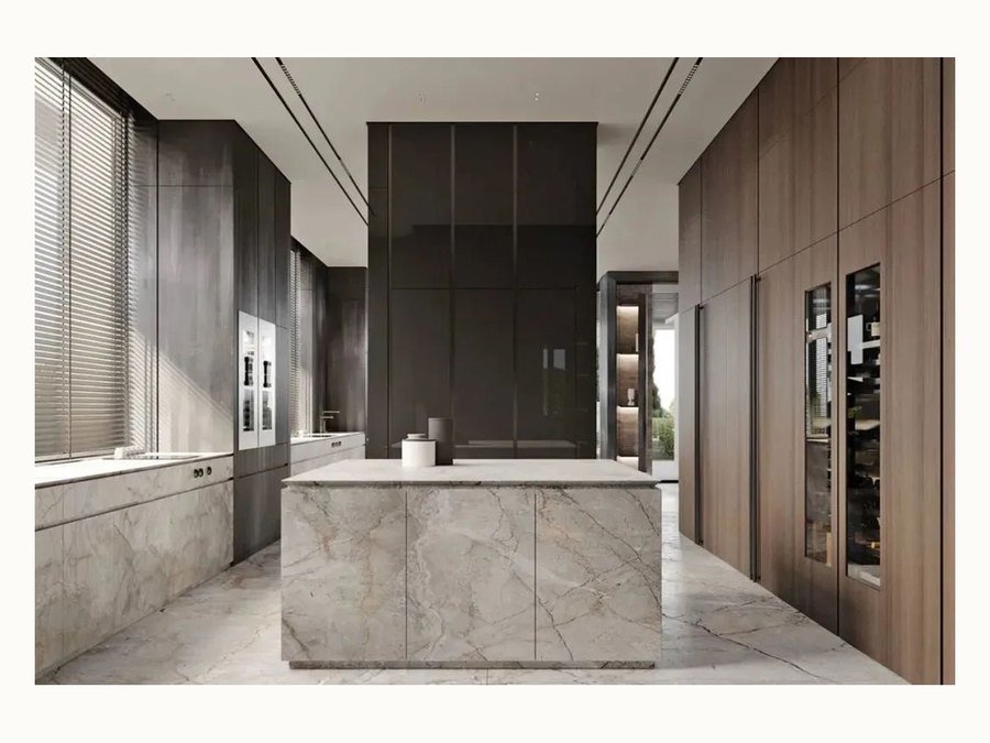 BAOHUI BHC-115 mid-tone kitchen cabinet design