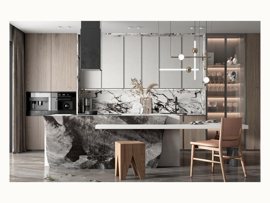 BAOHUI BHC-131 mid-tone kitchen cabinet design
