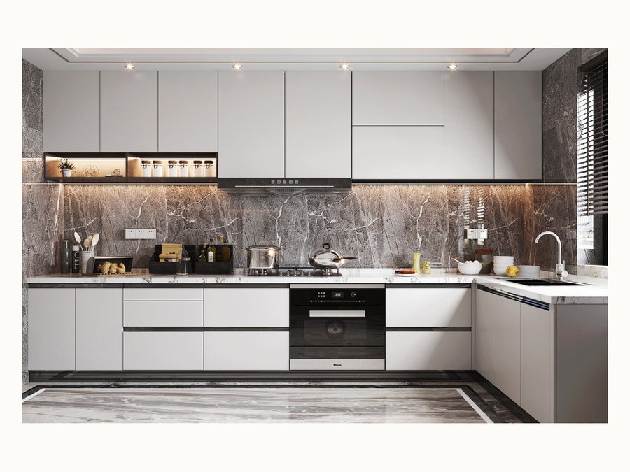 BAOHUI BHC-138 mid-tone kitchen cabinet design