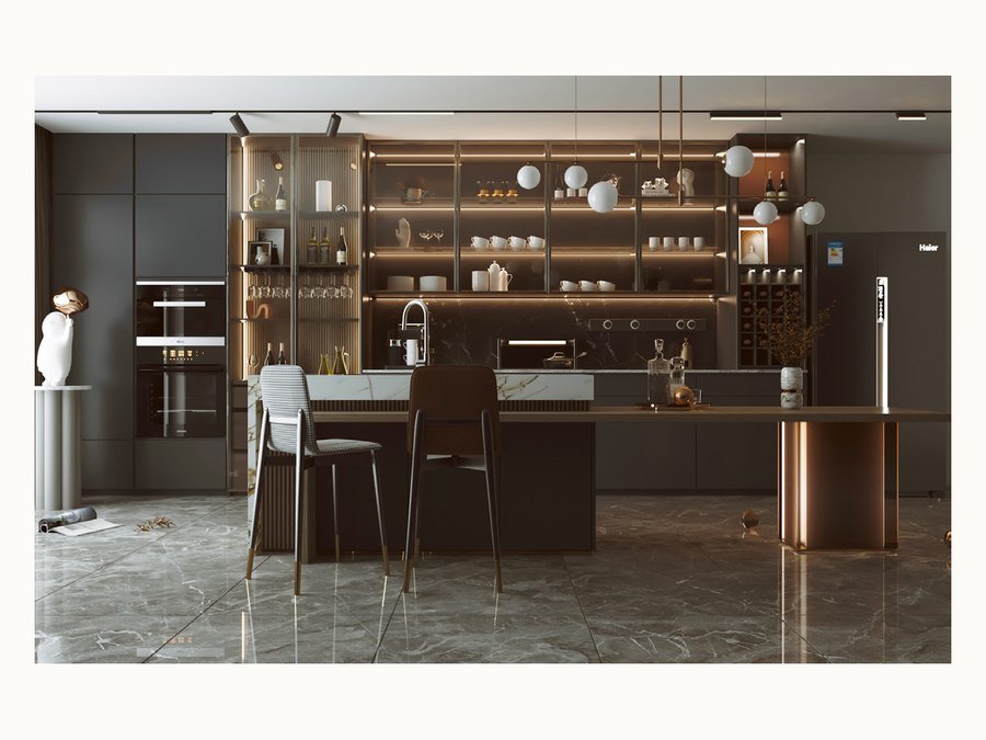 BAOHUI BHC-141 dark kitchen cabinet design