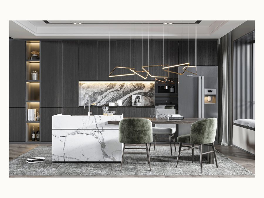 BAOHUI BHC-146 dark kitchen cabinet design