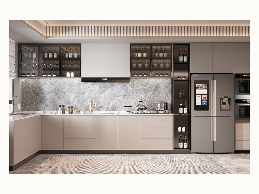 BAOHUI BHC-148 mid-tone kitchen cabinet design