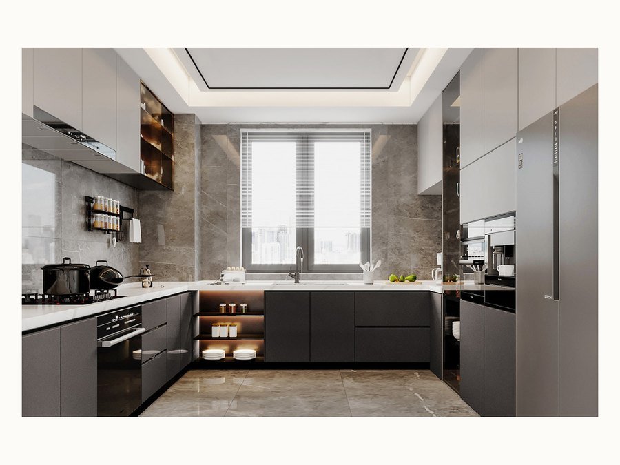 BAOHUI BHC-149 mid-tone kitchen cabinet design