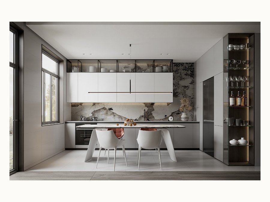 BAOHUI BHC-150 mid-tone kitchen cabinet design