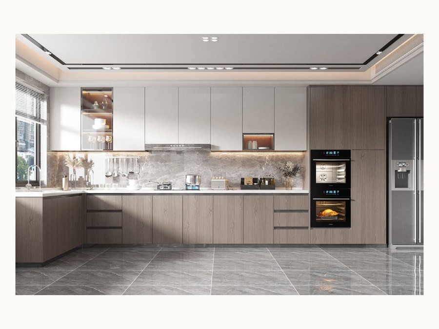 BAOHUI BHC-151 mid-tone kitchen cabinet design
