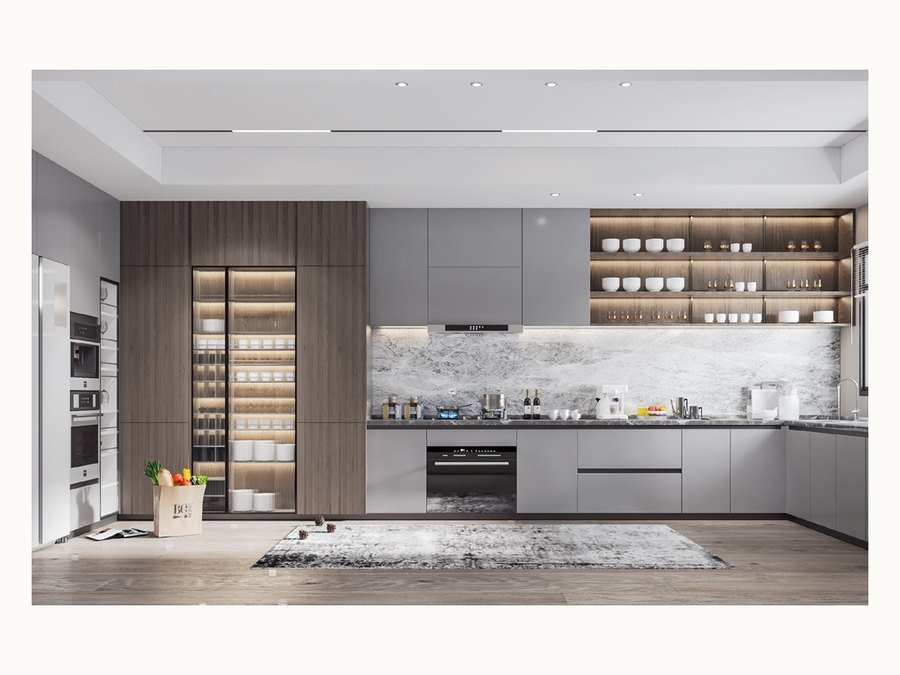 BAOHUI BHC-152 mid-tone kitchen cabinet design