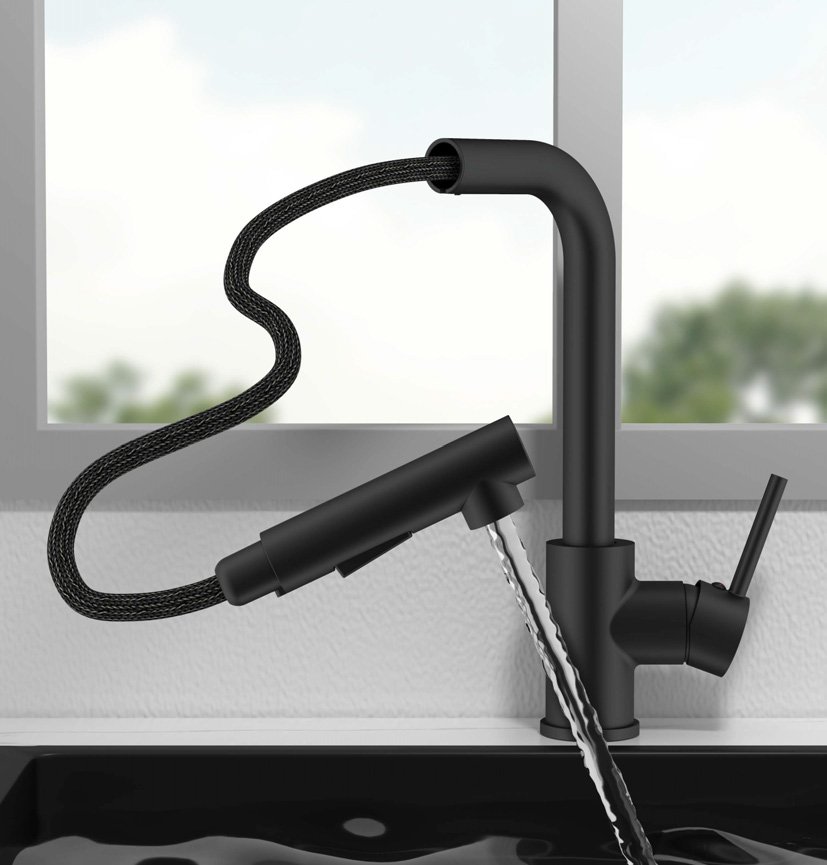 Pull-Out Kitchen Faucet – Matte Black — BAOHUI HOME Kitchen Hardware